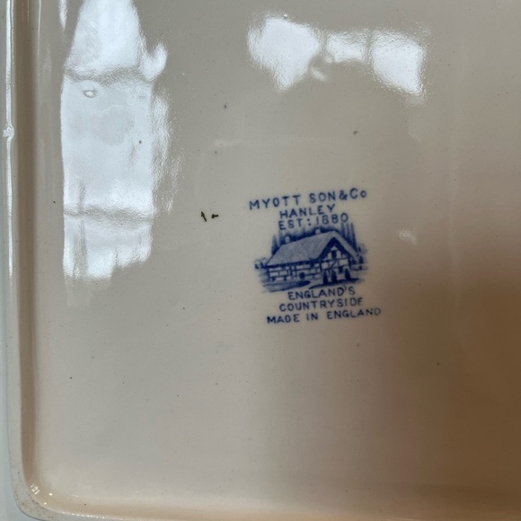 Vintage Platter Myott Son & Co England Vintage Square Serving Plate by Myott Son & Co England\'s Countryside Blue/White